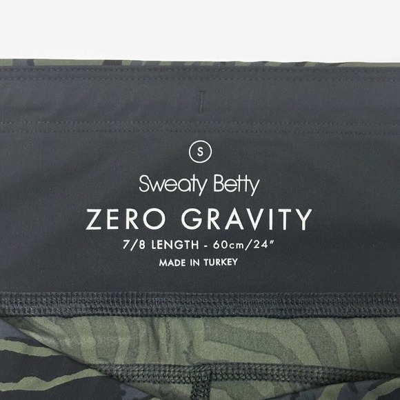 Sweaty Betty Zero Gravity 7/8 Running Tight Size S Green Zebra Print Activewear - Picture 9 of 9